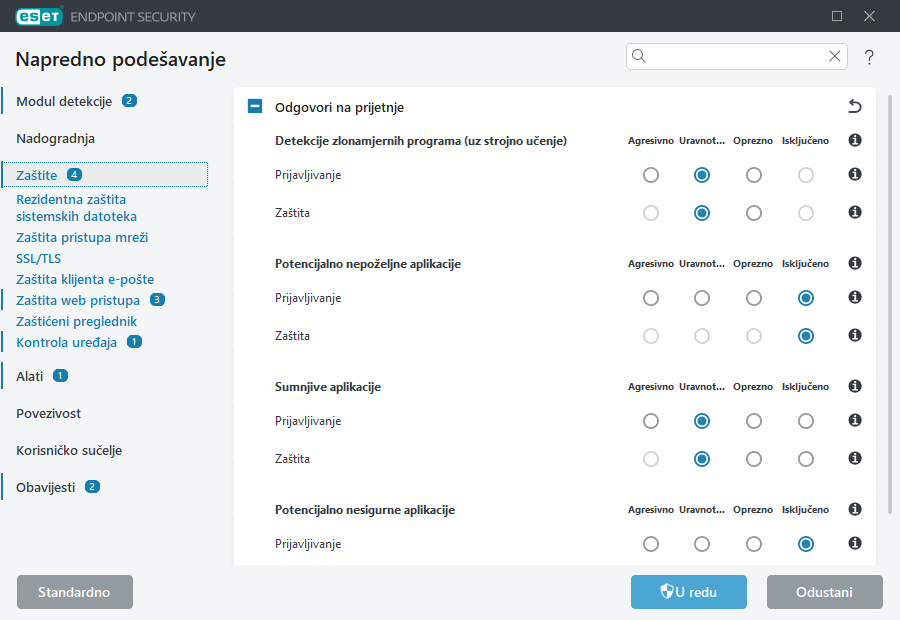 Napredno podešavanje