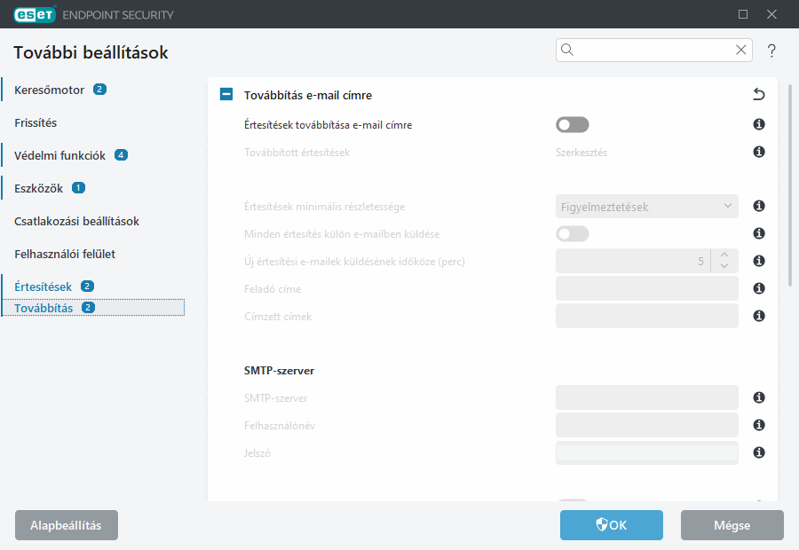 Továbbítás további beállításai
