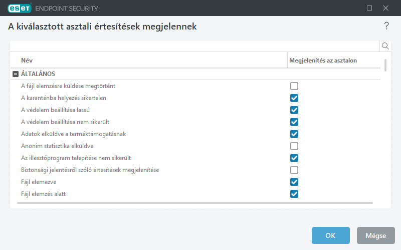Asztali értesítések