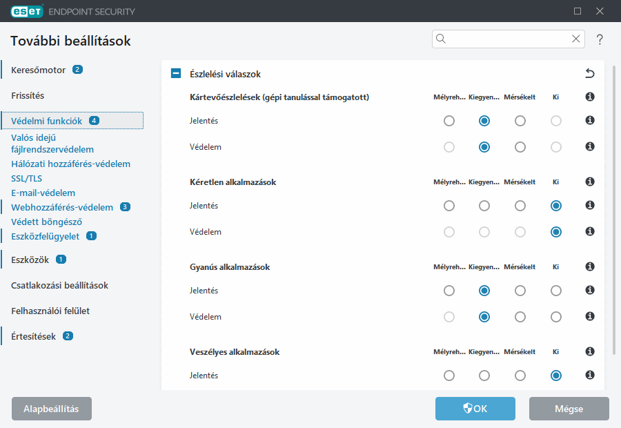 További beállítások