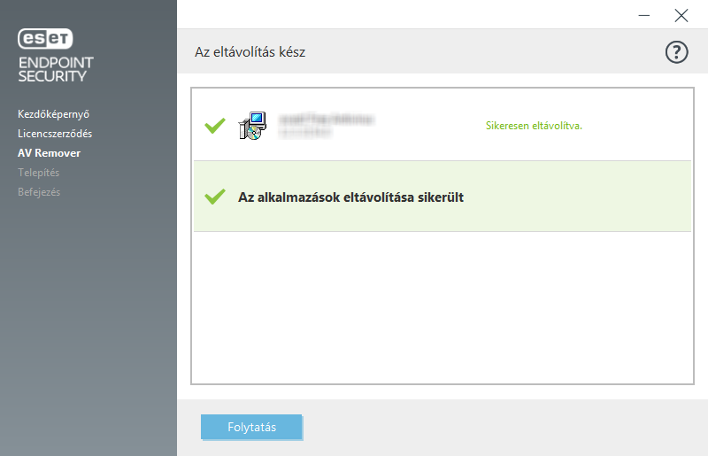 Az eltávolítás kész