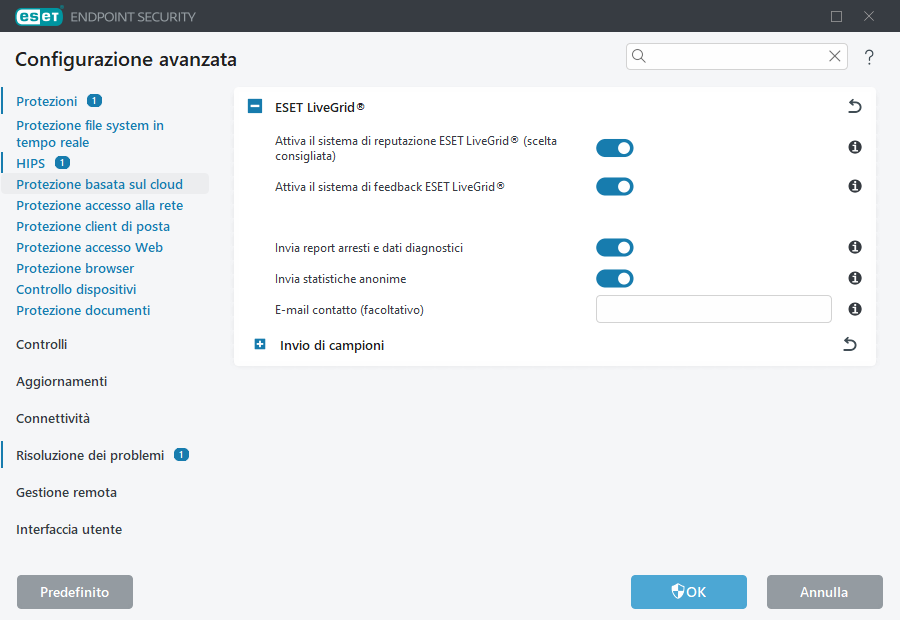 Configurazione avanzata ESET LiveGrid®