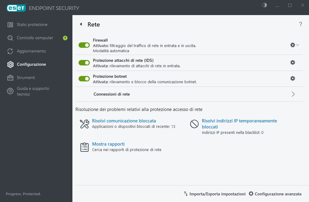 Configurazione rete