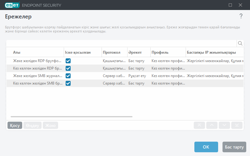 Брутфорс шабуылынан қорғау ережелері
