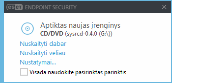 Pranešimas apie aptiktą naują įrenginį