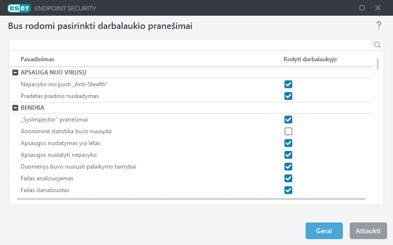 Darbalaukio pranešimai