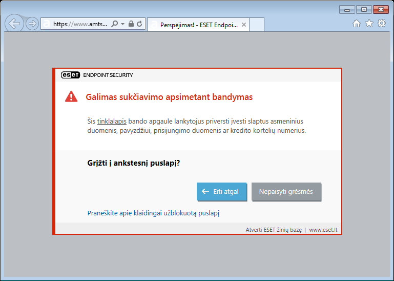 Galimas sukčiavimo apsimetant bandymas