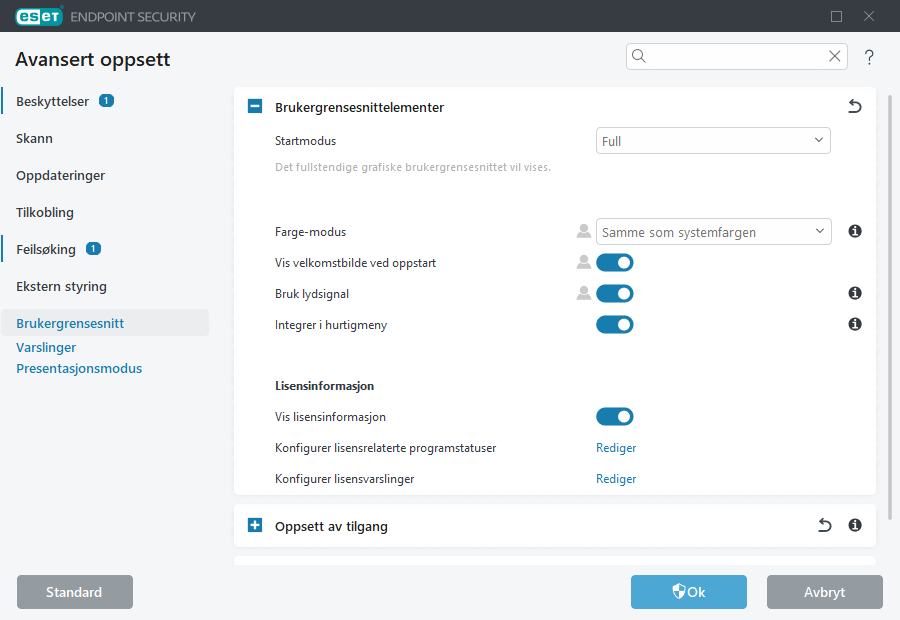 Avansert oppsett av brukergrensesnittelementer