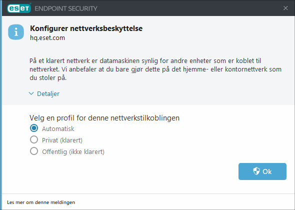 Konfigurer nettverksbeskyttelse