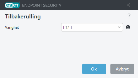 Tidsintervall for tilbakerulling