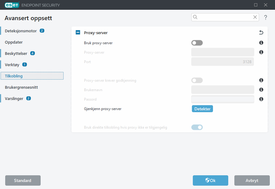 Avansert oppsett av proxy-server