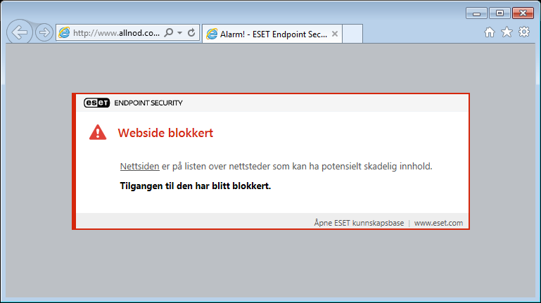 Nettside blokkert