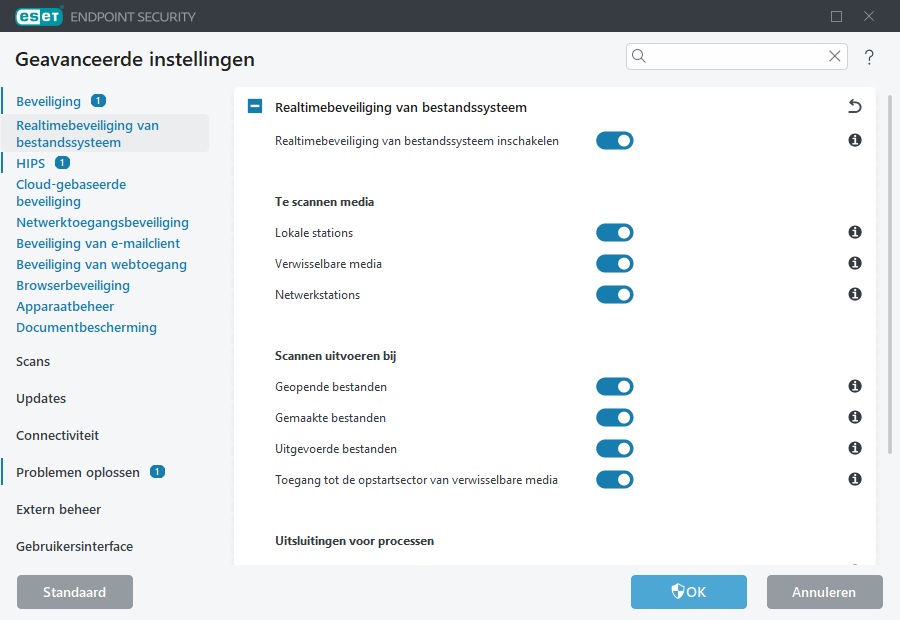 Geavanceerde instellingen Geavanceerde instellingen