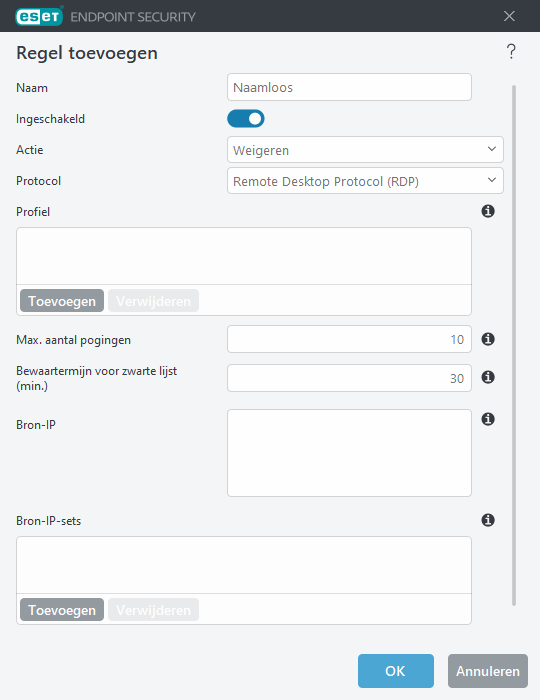 Regel voor beveiliging tegen brute-force aanvallen toevoegen