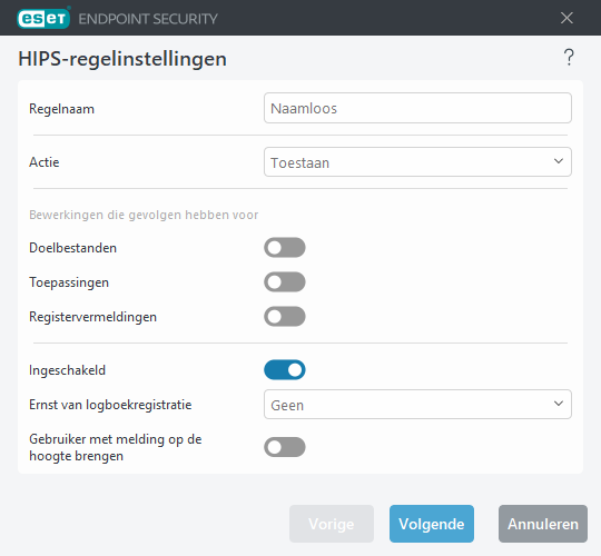 HIPS-regelinstellingen