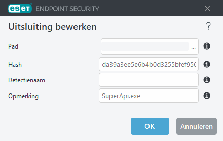 Uitsluiting van hash bewerken