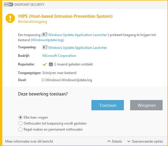 Melding over HIPS (Host-based Intrusion Prevention System)