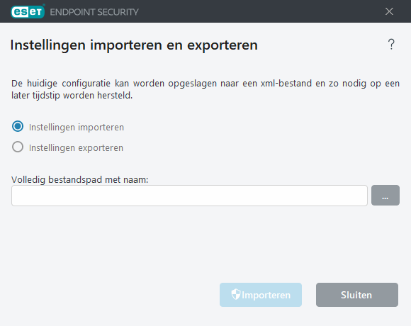 Instellingen importeren en exporteren