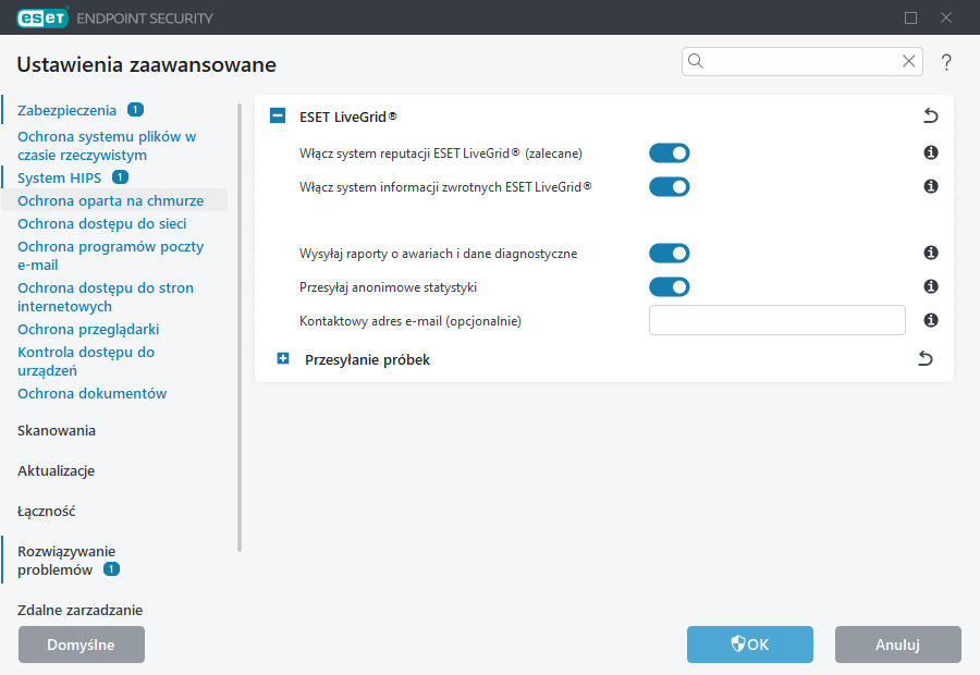 Ustawienia zaawansowane ESET LiveGrid®