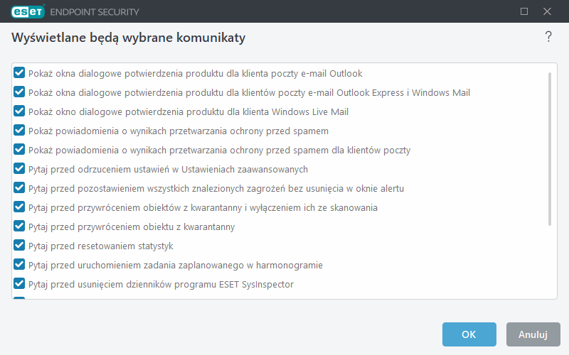 Komunikaty wymagające potwierdzeń