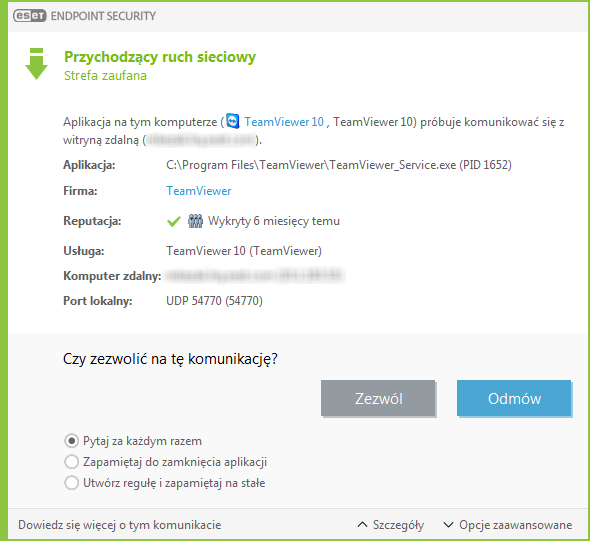 Powiadomienie o przychodzącym ruchu sieciowym
