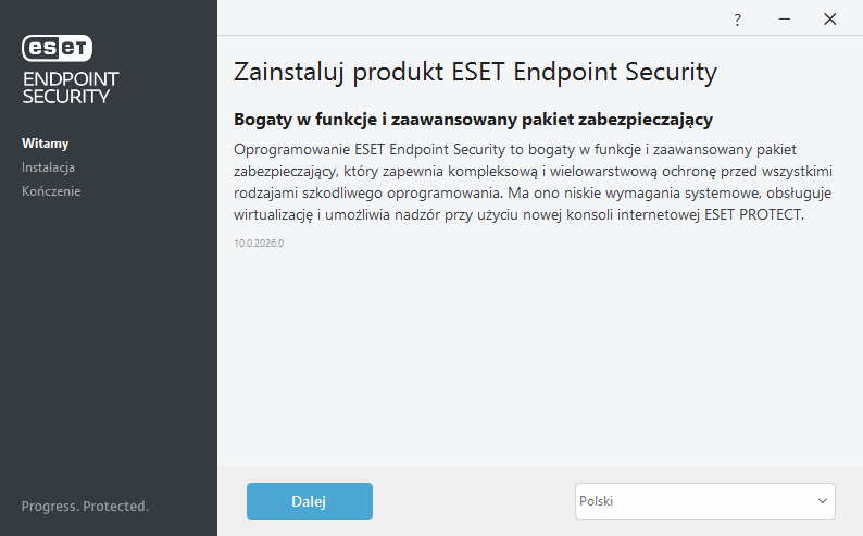 Powitanie dotyczące instalacji