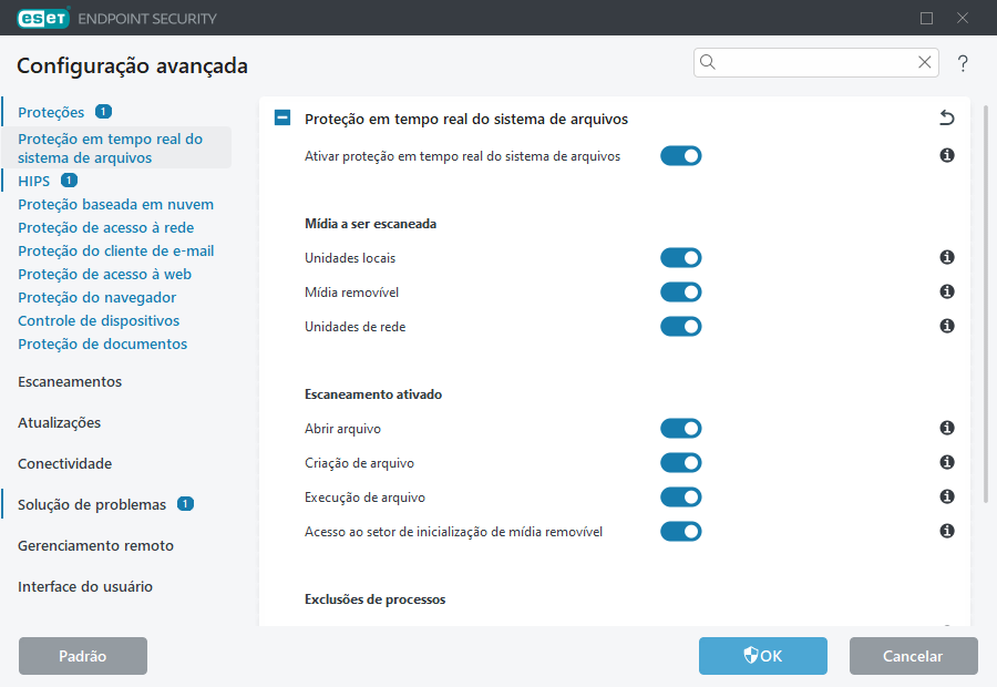 Configuração avançada