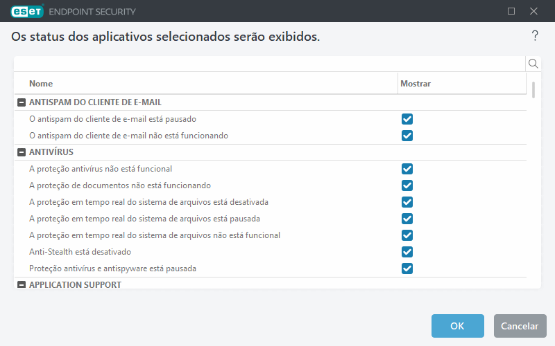 Status de aplicativo