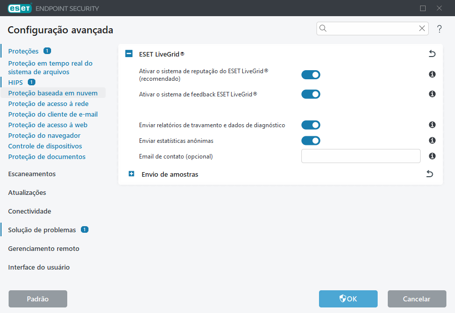 Configuração avançada do ESET LiveGrid®