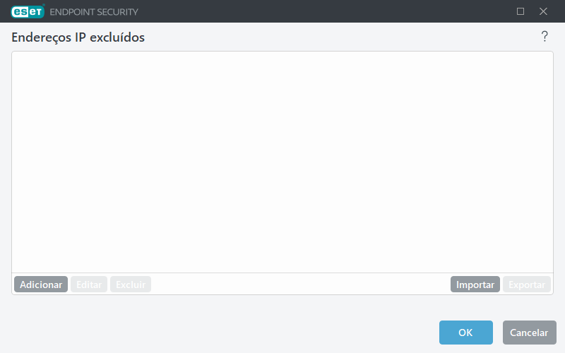 Endereços IP excluídos