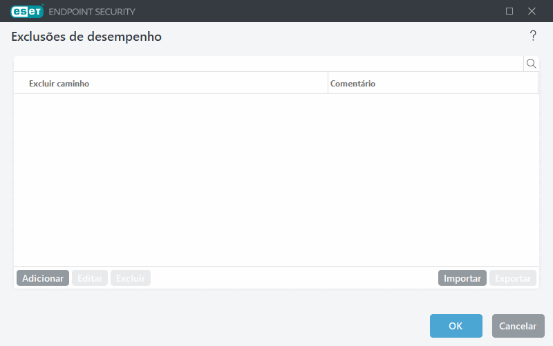 Exclusões de desempenho