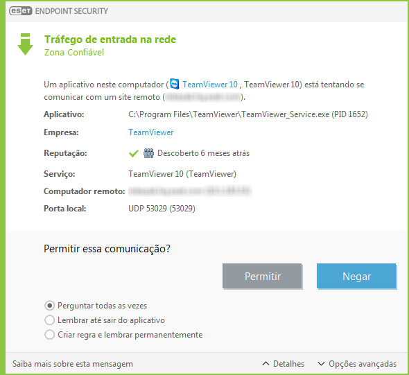 Tráfego de entrada na rede