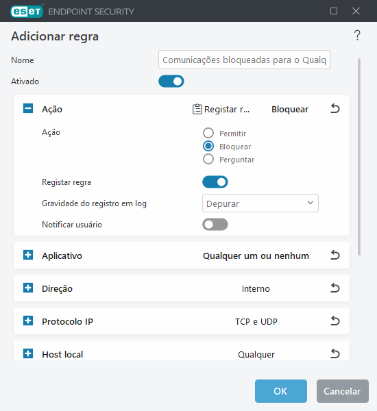 Adicionar ou editar regras de firewall