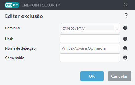 Editar ameaça de exclusão