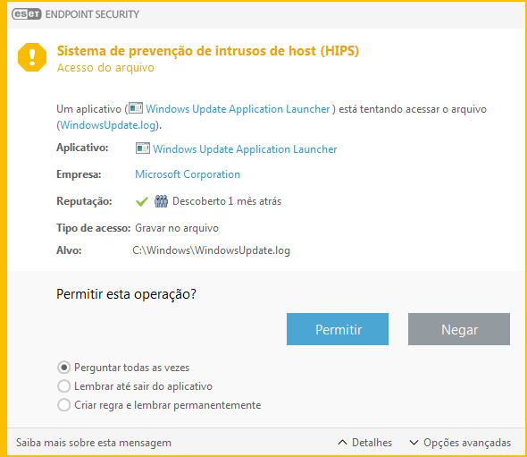 Notificação do Sistema de prevenção de intrusão de hosts