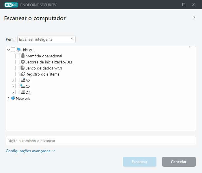 Escaneamento personalizado
