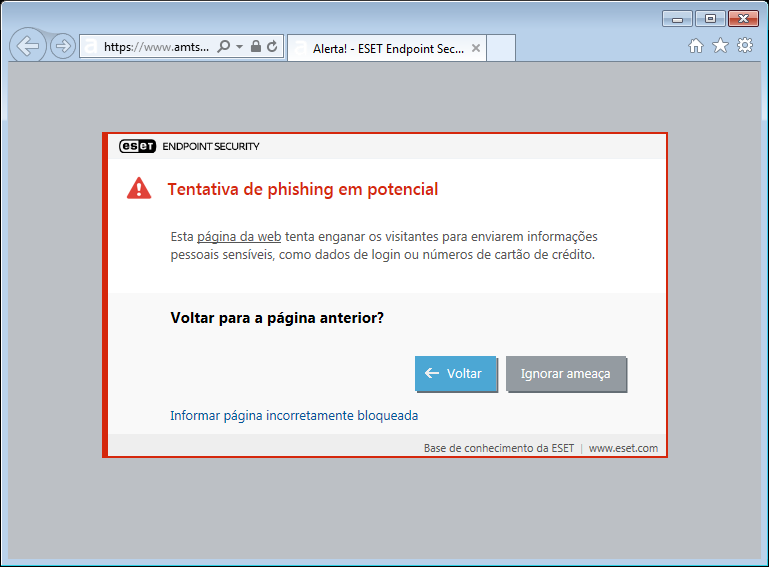 Tentativa de phishing em potencial