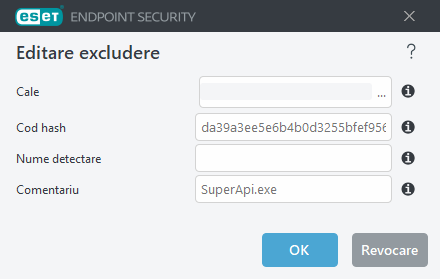 Editare hash excludere