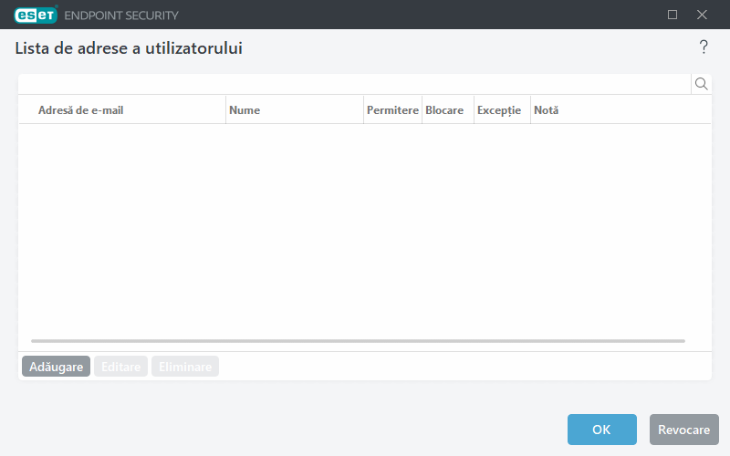 Lista de adrese a utilizatorului