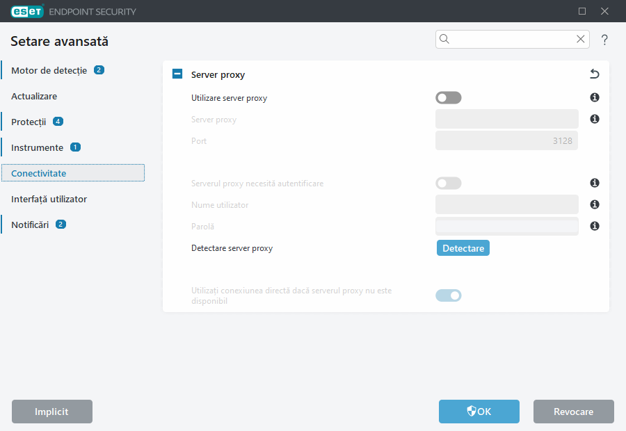 Setare avansată server proxy