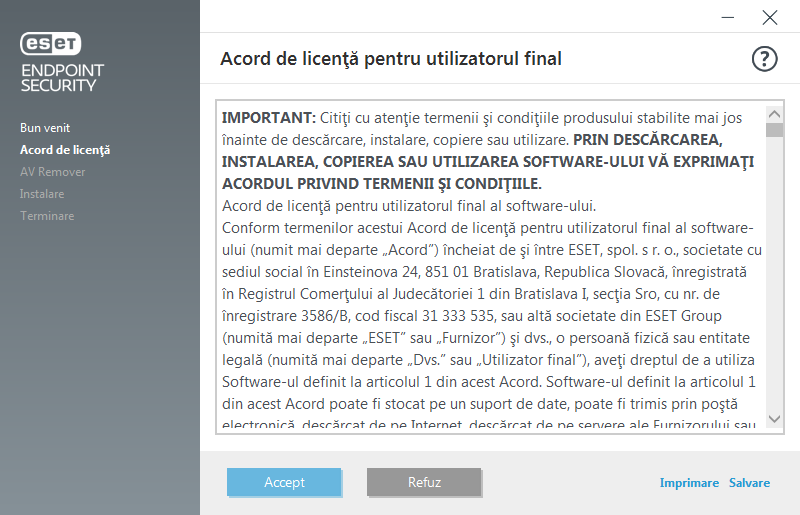 Acord de licență pentru utilizatorul final