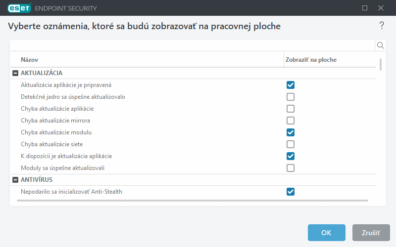Oznámenia na ploche