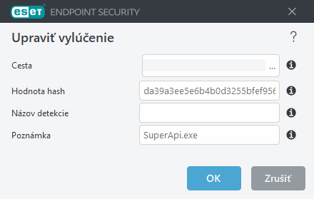 Úprava vylúčenia hashu
