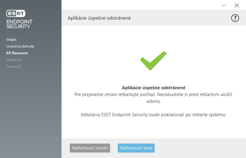 Reštartujte počítač a&nbsp;pokračujte v&nbsp;inštalácii
