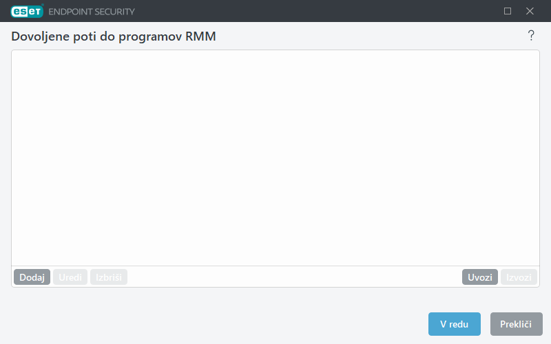Dovoljene poti do programov RMM