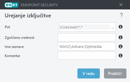 Urejanje grožnje izključitve