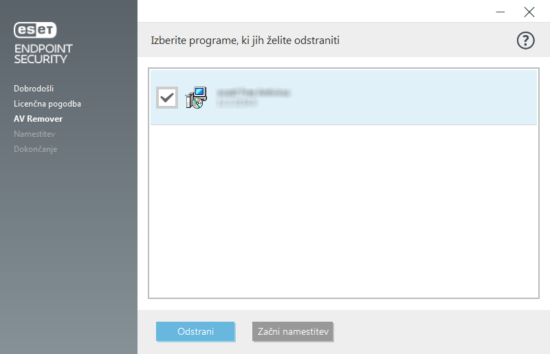 Izbira programa za odstranitev
