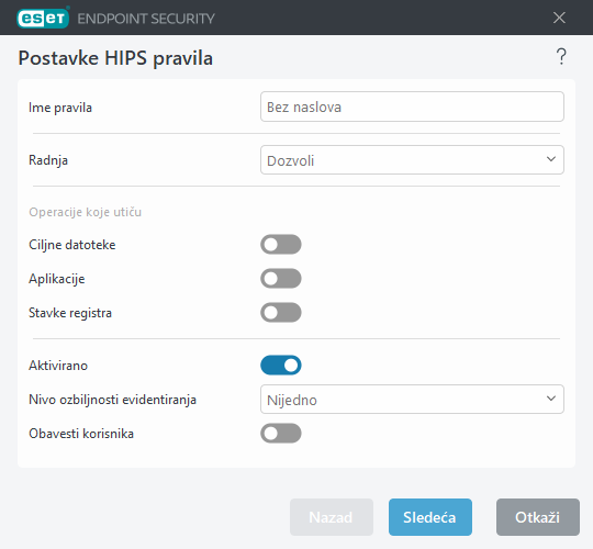 Postavke HIPS pravila