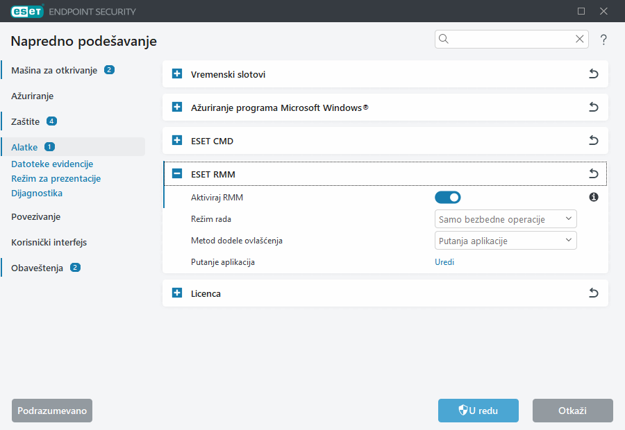 Napredno podešavanje za ESET RMM