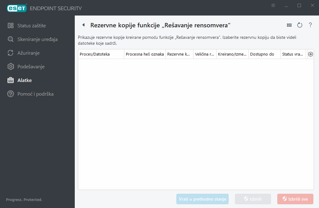 Upravljanje rezervnim kopijam u okviru funkcije „Rešavanje rensomvera“ Upravljanje rezervnim kopijam u okviru funkcije „Rešavanje rensomvera“